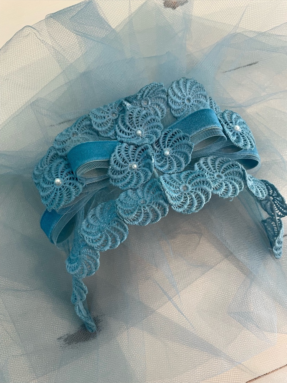 Vintage Blue 34 inch Bridal Veil